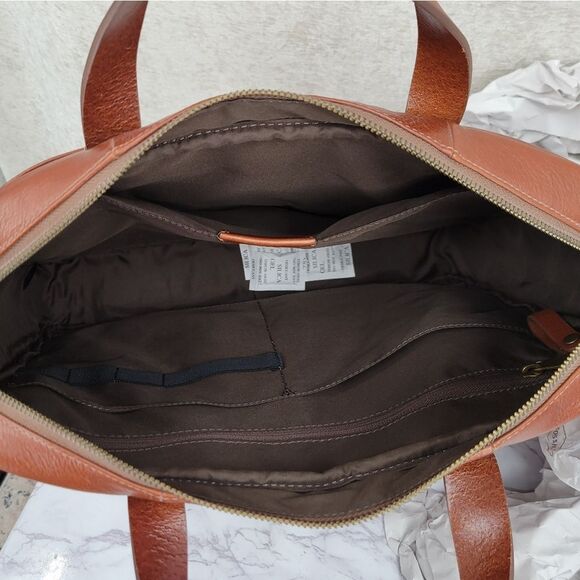 Fossil Leather Brief Workbag Cognac Breifcase Bag - Picture 15 of 16